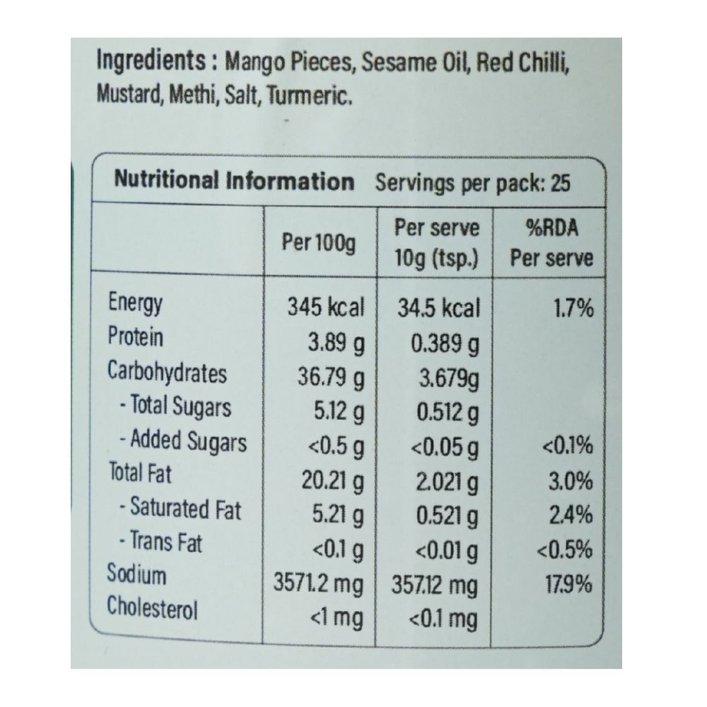 Mango without Garlic (Avakaya) Pickle — Refill Pack