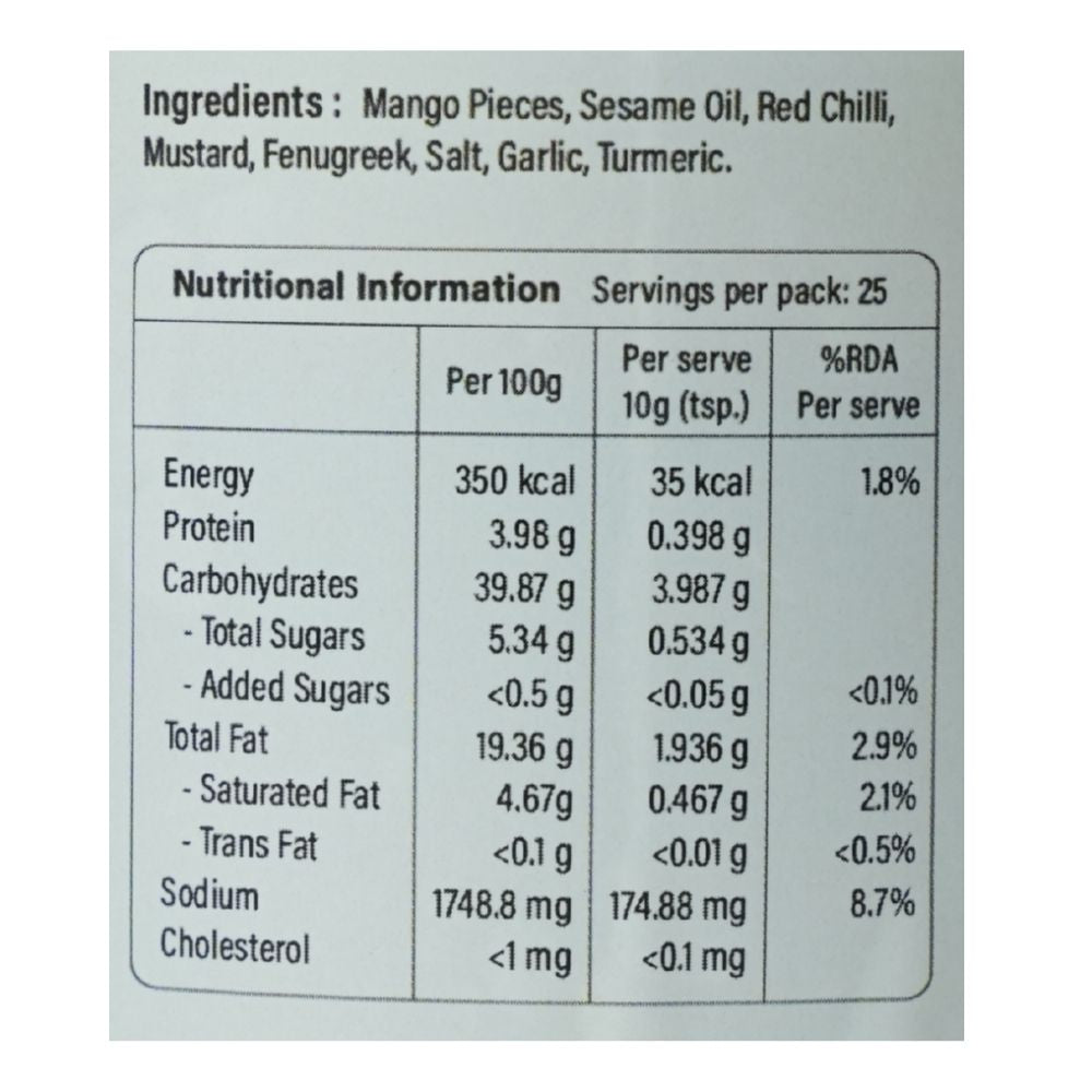 Mango with Garlic (Avakaya) Pickle — Refill Pack
