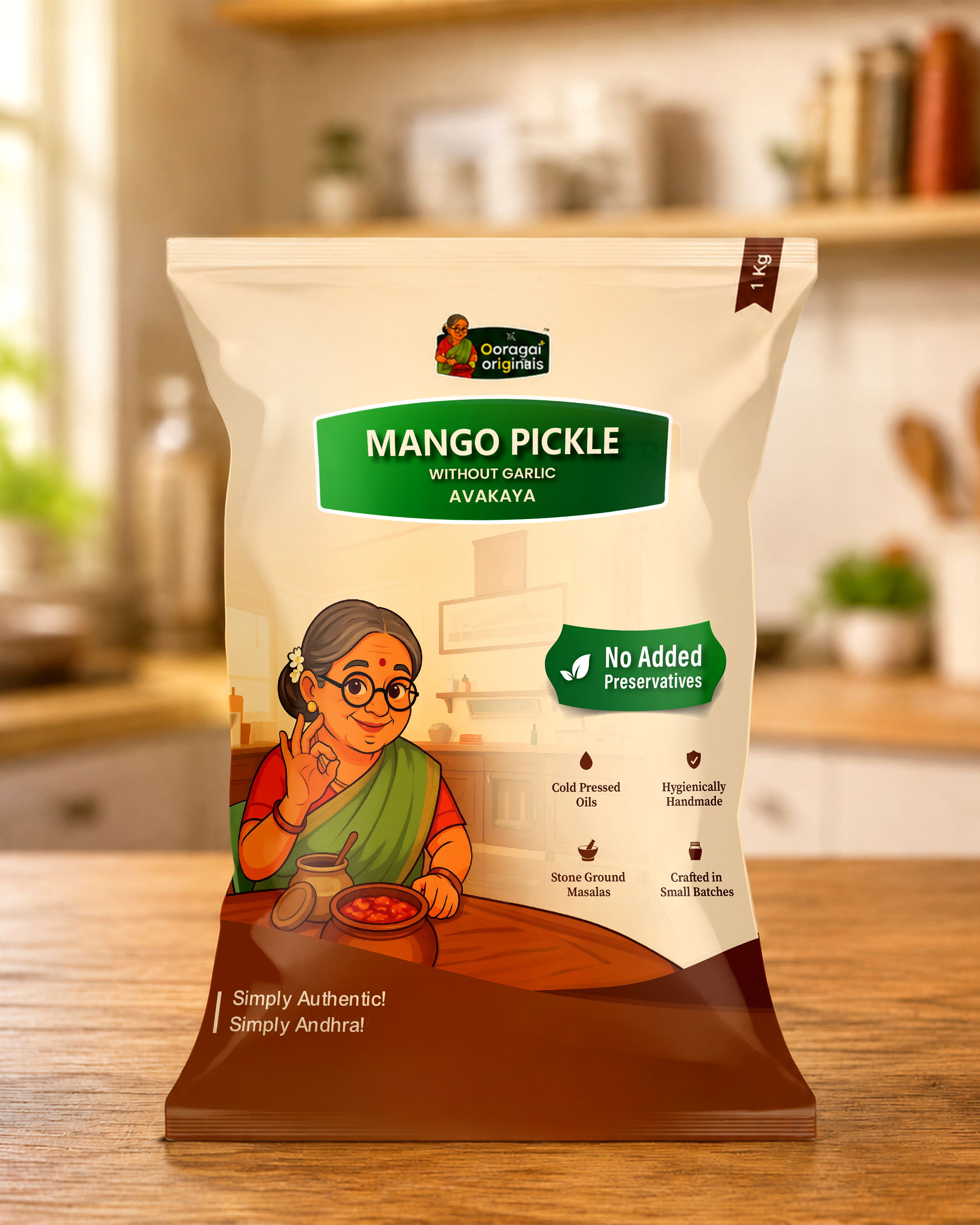 Mango without Garlic (Avakaya) Pickle - 1kg